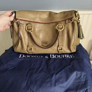 Dooney & Bourke Olive Green Moss Florentine Leather Satchel Top Handle Bag Purse